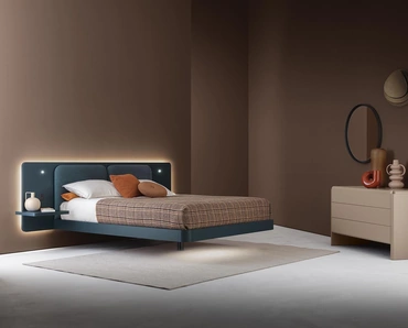 Letto sospeso in laccato con testiera Grand Voile di Alf Da Frè