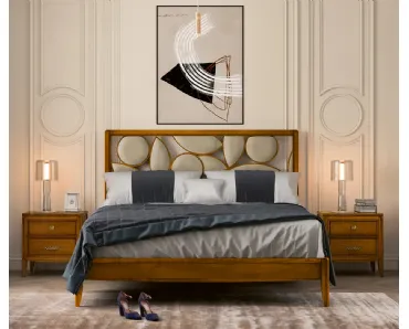 Letto Incanto in legno con testiera in pelle di Le Fablier
