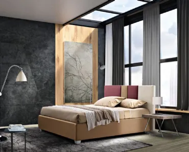 Letto in tessuto con testiera a pannelli colorati Kant di Artigianaletti