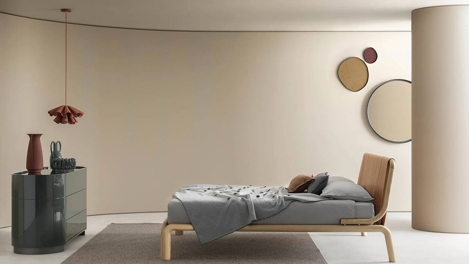 Letto in legno massello e cuoio Rovì di Alf Da Frè