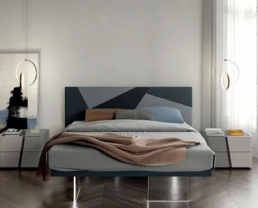 Letto in velluto con testiera Slim Volo di Artigianmobili