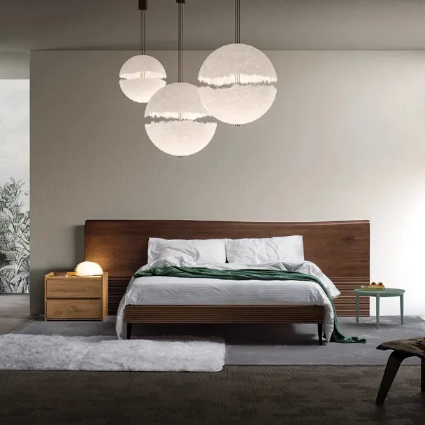 Letto Zen Dark Brown in massello di Rovere con testiera di Devina Nais