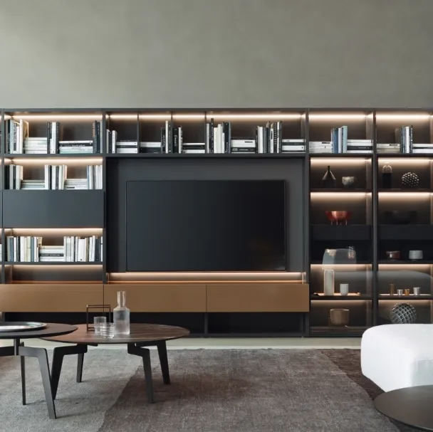 Libreria Modo M6C62 in laccato metallo Bronzo di Sangiacomo