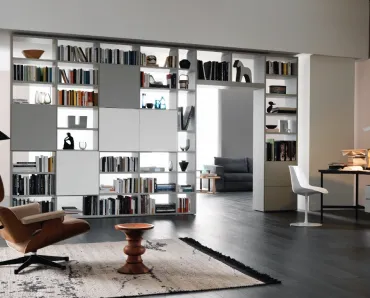 Libreria divisoria bifacciale Modo M6C93 in laccato opaco di Sangiacomo