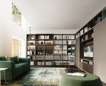 Libreria My Space 5 con vano a scomparsa porta TV di Alf Da Frè