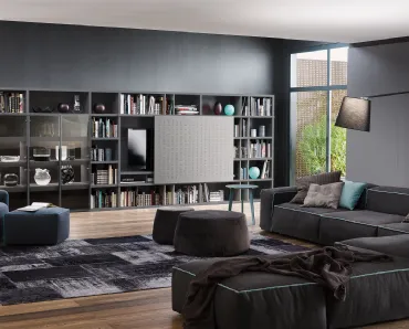 Libreria My Space 6 con vano porta TV a scomparsa di Alf Da Frè
