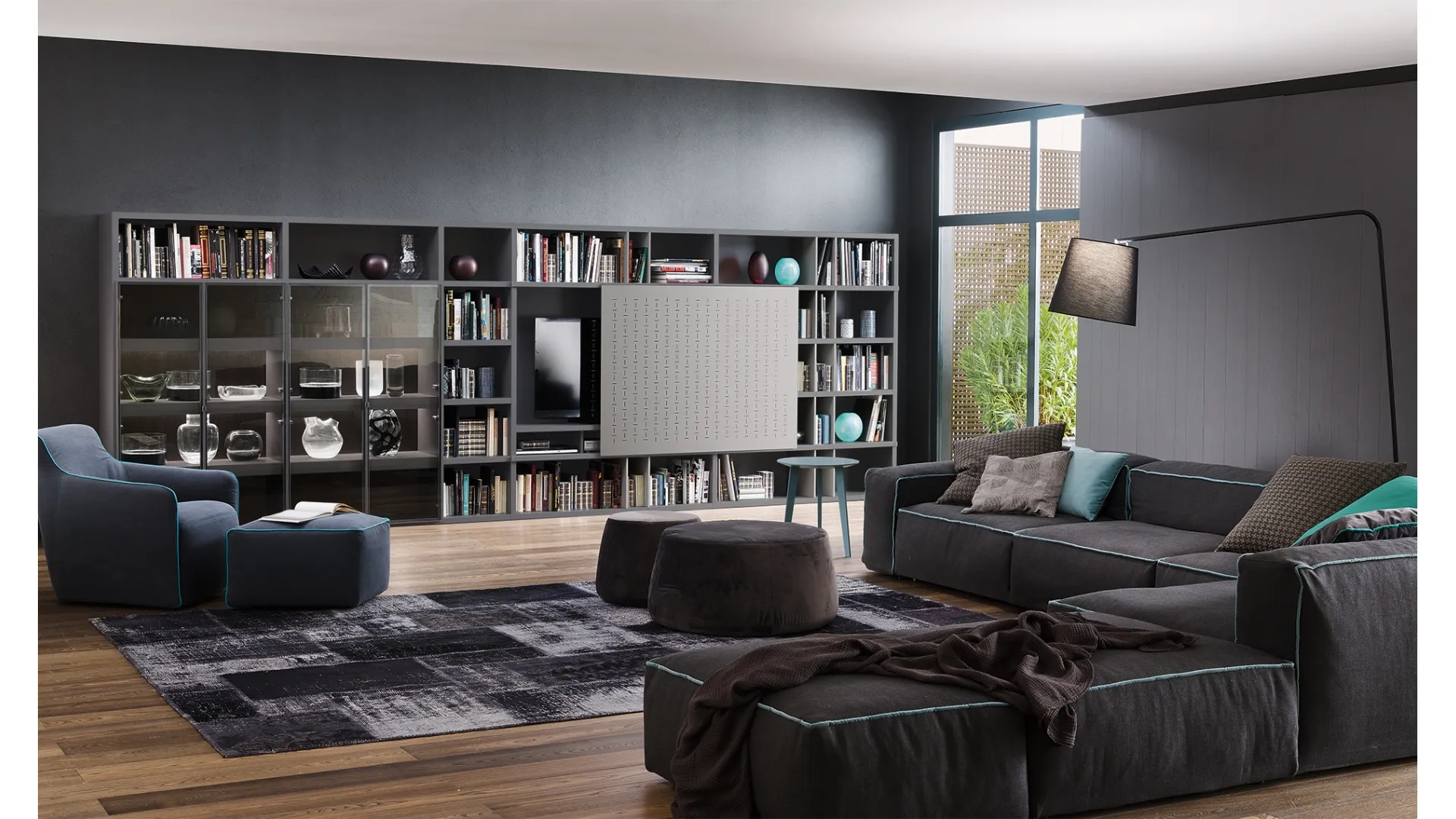 Libreria My Space 6 con vano porta TV a scomparsa di Alf Da Frè