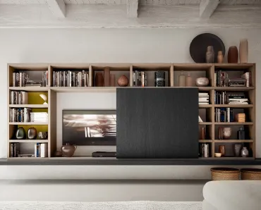 Libreria My Space 8 con vano porta TV a scomparsa di Alf Da Frè