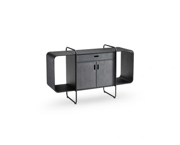 Madia Apelle con struttura in metallo e ante rivestite in pelle di Midj