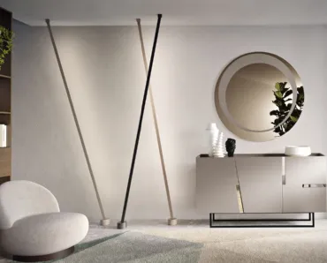 Madia Girona in MDF laccato con inserti specchio bronzo di Capodarte