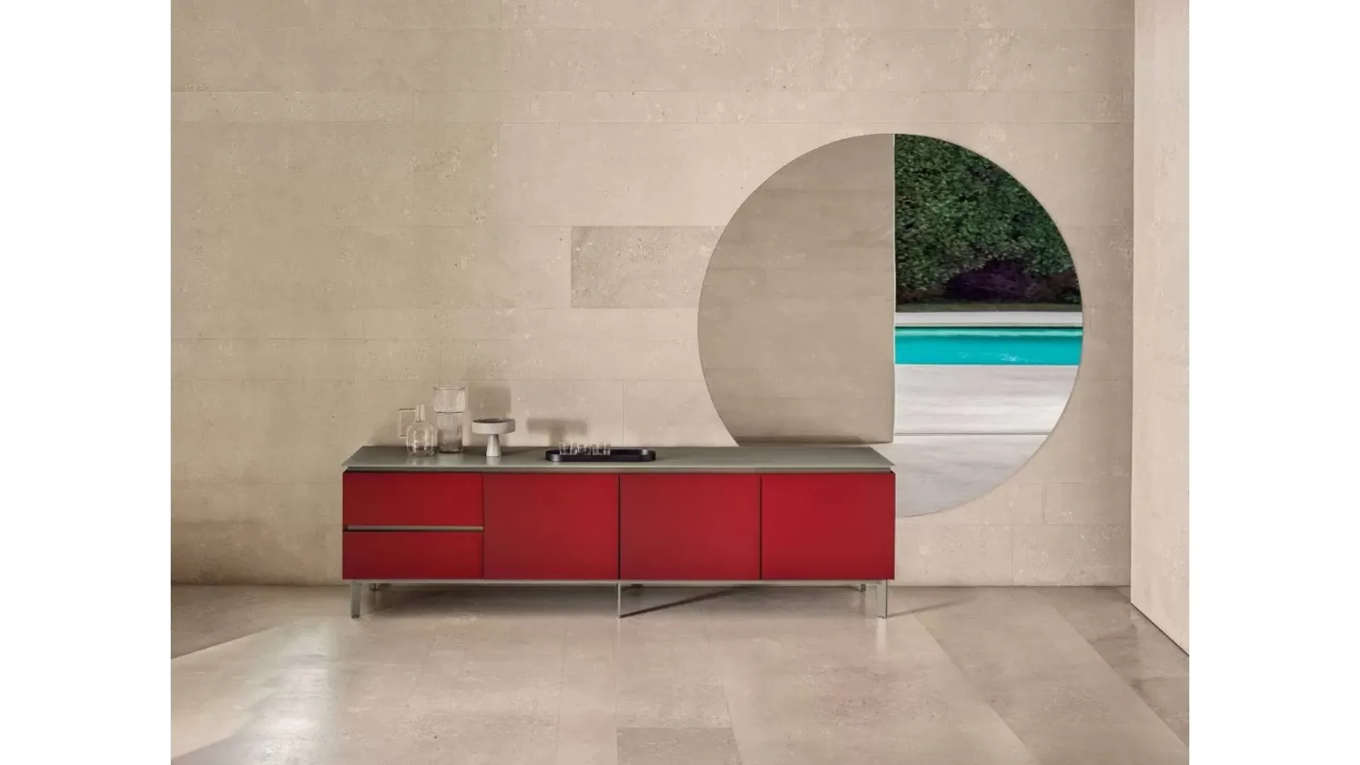 Madia Cosmopolitan in Legno Laccato Rosso di Bontempi
