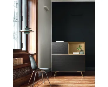 Madia Domino IN2 25I in Rovere carbone e laccato metallo Ottone di Sangiacomo