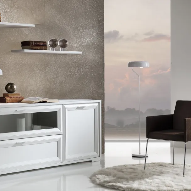 Madia Jazz 16 composizione J062 finitura Bianco Frassino e Vetro di Gierre Mobili