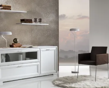 Madia Jazz 16 composizione J062 finitura Bianco Frassino e Vetro di Gierre Mobili