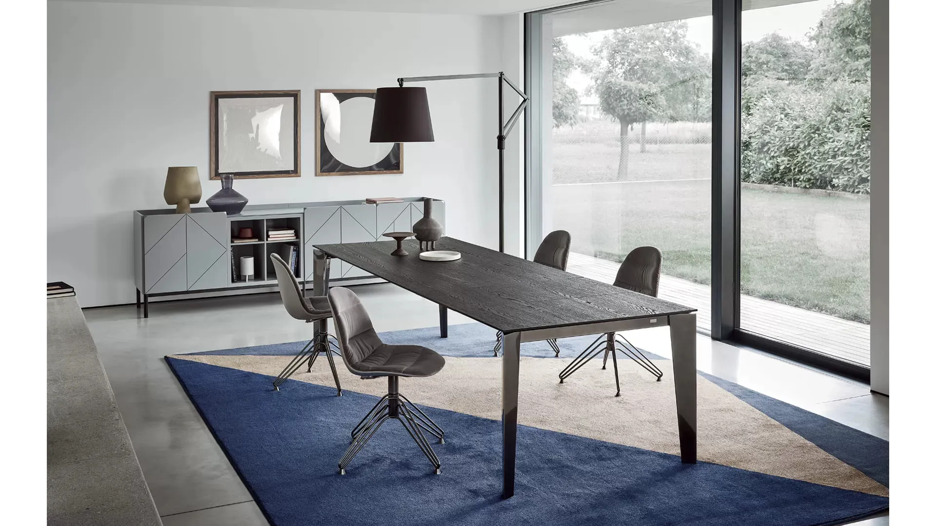 Madia Pica Legno Laccato Decorato Grigio chiaro di Bontempi
