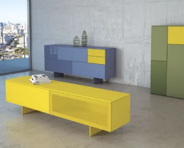 Madia moderna Tetris 115 in laccato opaco di Artigianmobili