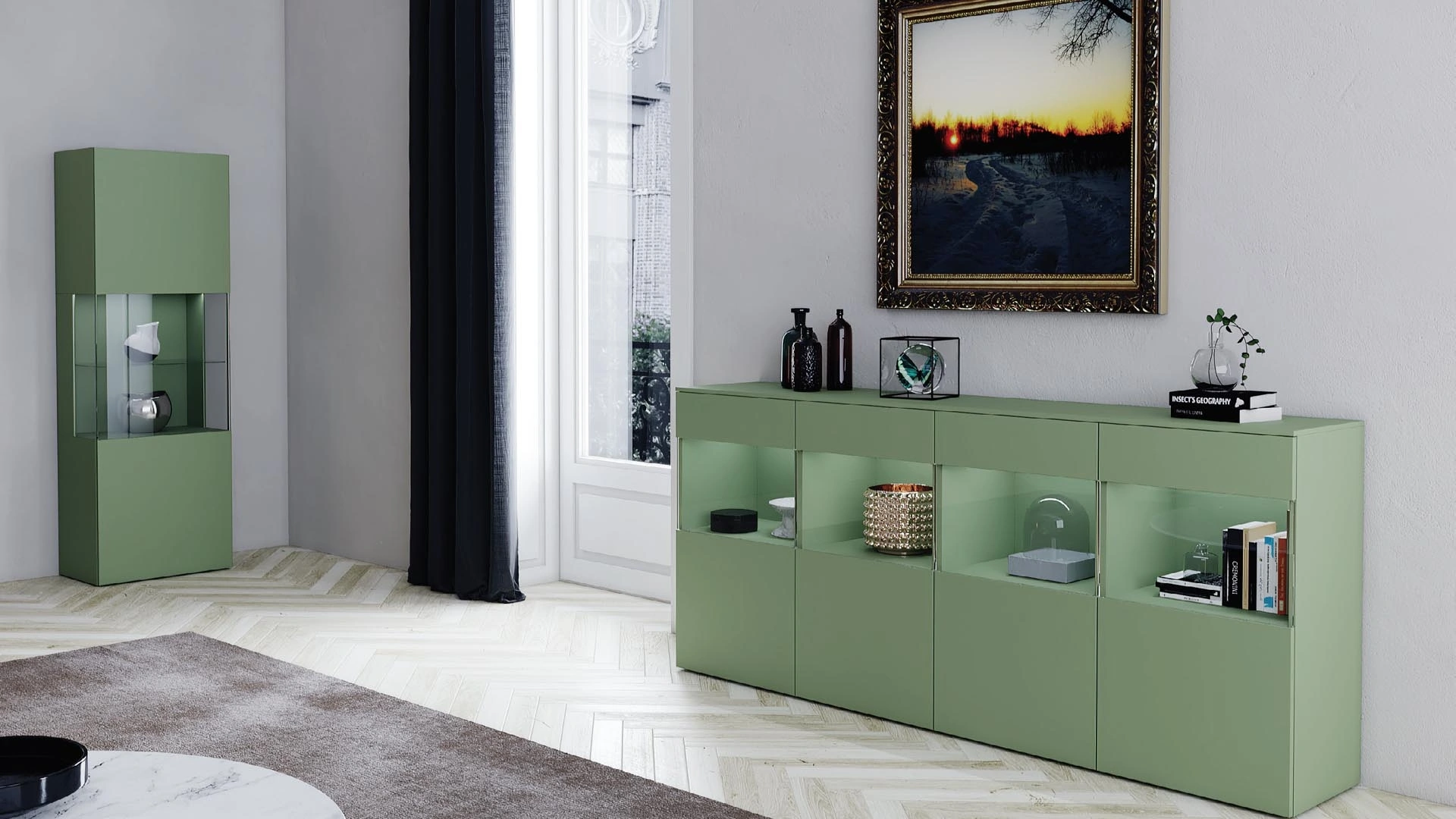 Madia Titolo 108 in laccato verde di  Artigianmobili