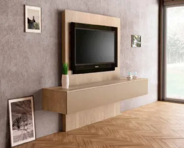 Mobile sospeso 3D 227 in laccato opaco e ecowood di Artigianmobili