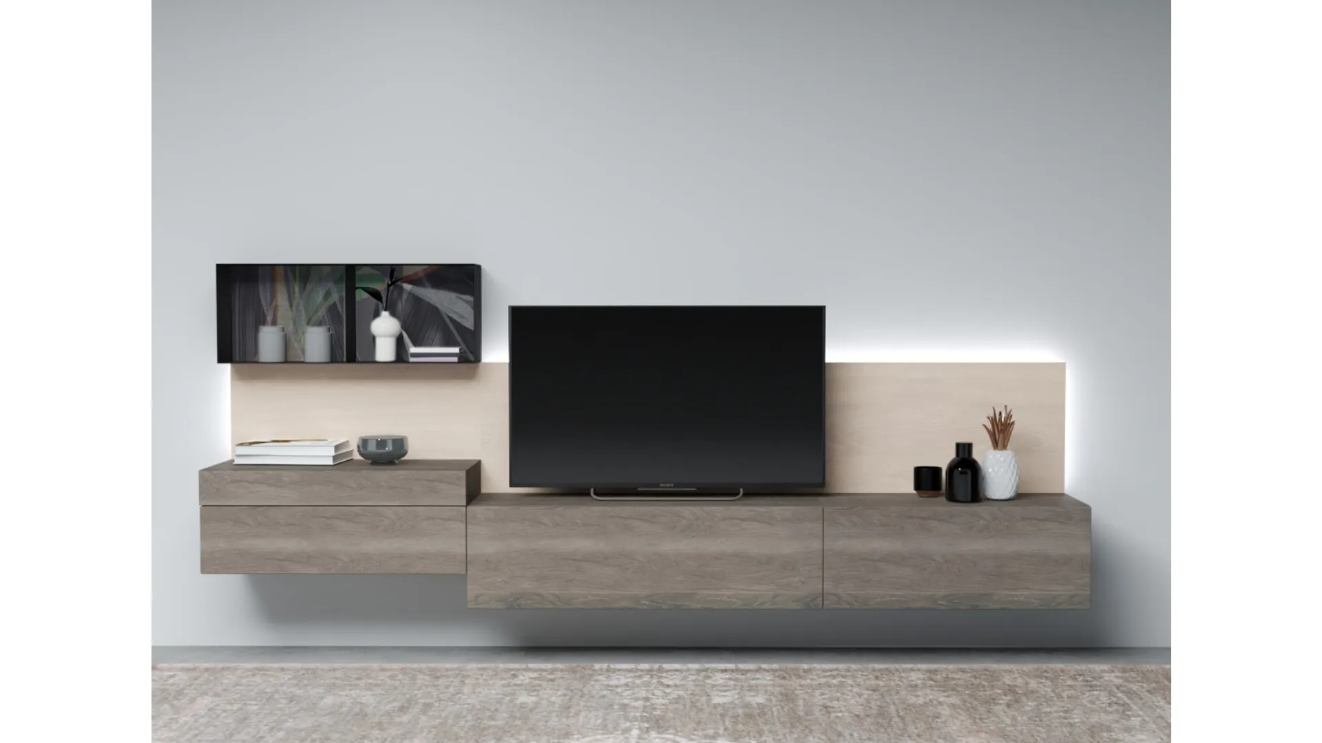 Mobile sospeso Living Zero 16 L35 in Rovere massello di Devina Nais