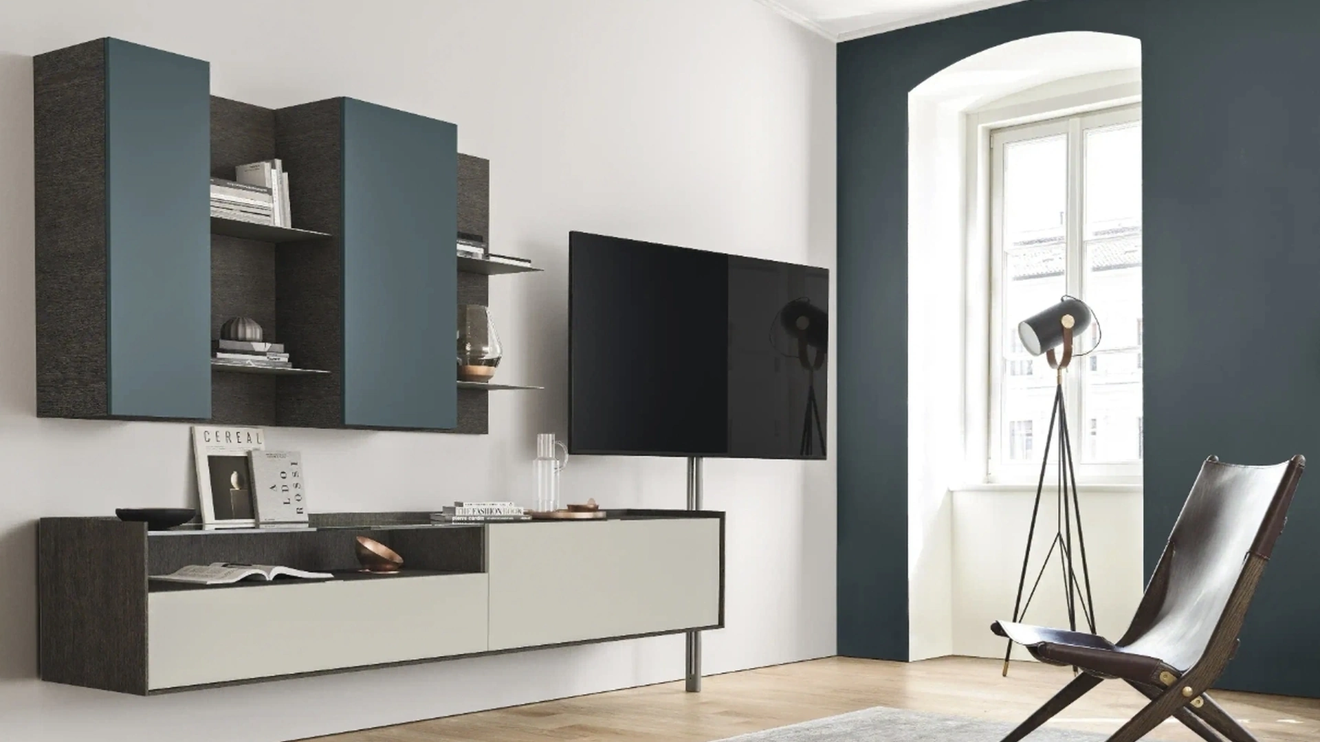 Parete Attrezzata sospesa Cabaret Glass 02 di Sangiacomo