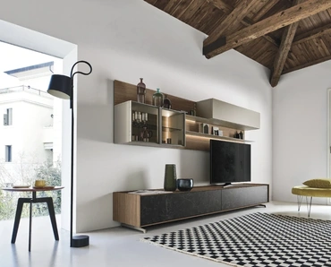 Parete Attrezzata Cabaret One 03 in legno e ceramica di Sangiacomo