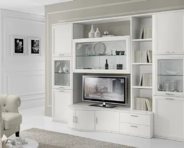 Madia Jazz D'elite composizione J047 finitura Bianco Frassino e Vetro di Gierre Mobili