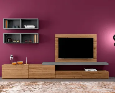 Parete attrezzata Zero 16 L15 in legno di Rovere massello di Devina Nais