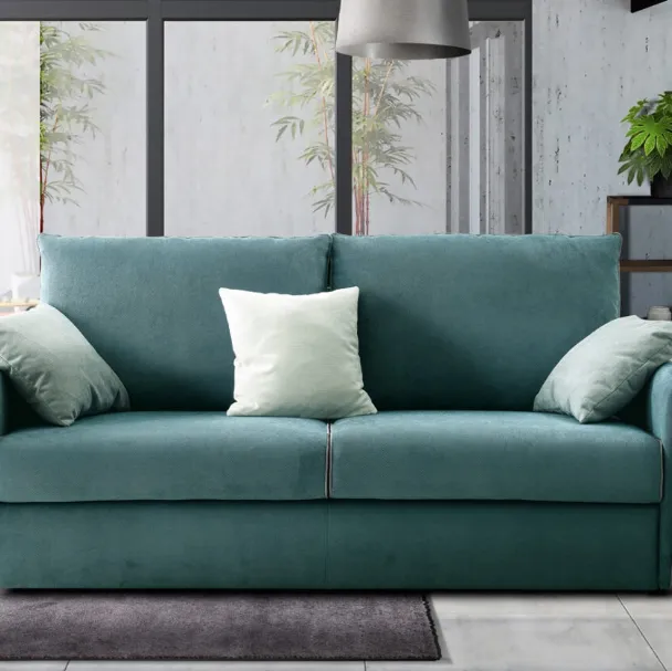 Divano lineare in tessuto con braccioli sottili Linus di Biel