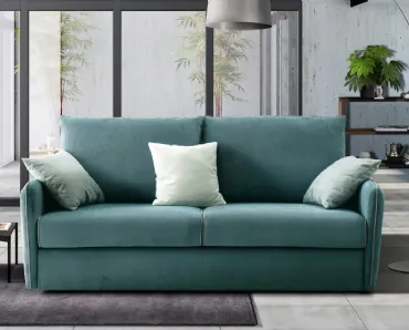 Divano lineare in tessuto con braccioli sottili Linus di Biel