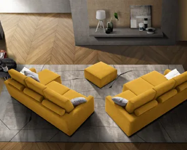 Divano relax lineare in tessuto con sedute estraibili Terry di Biel