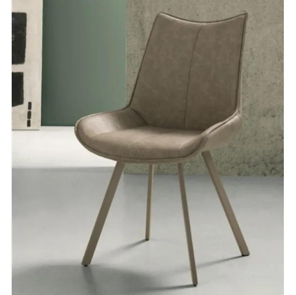 Sedia Clodia con struttura in metallo verniciato e seduta in ecopelle effetto vintage di Capodarte