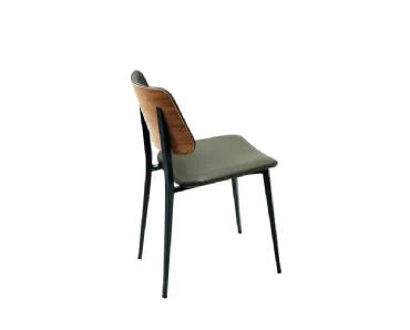 Sedia Joe S M TS/L in legno con rivestimento in pelle di Midj