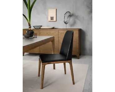 Sedia in pelle con struttura in legno Chakra di Le Fablier