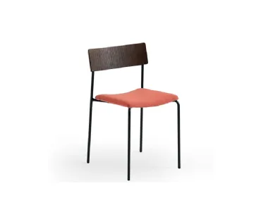 Sedia impilabile in legno con seduta imbottita Mito di Midj