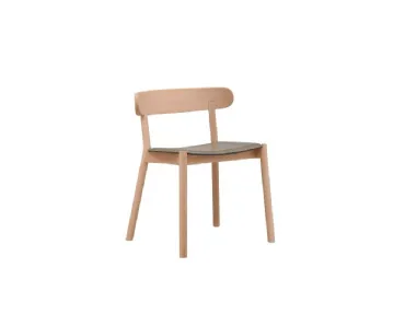 Sedia Montera in legno con seduta in cuoio di Midj