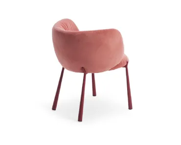 Sedia Mys rivestita in tessuto imbottito con gambe in metallo di Midj