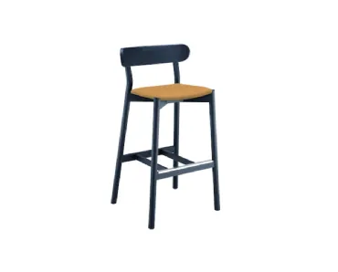 Sgabello Montera in legno con seduta in cuoio di Midj