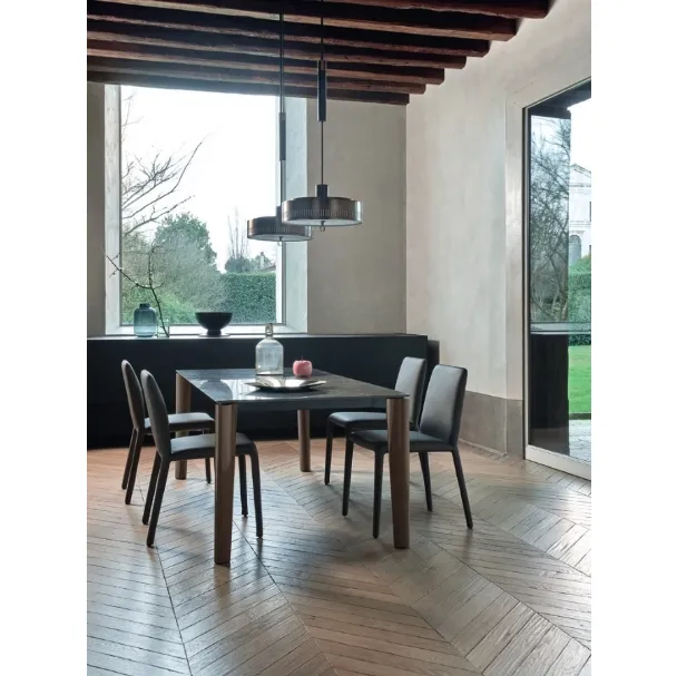 Tavolo Desco in Ceramica Nero Greco di Sangiacomo