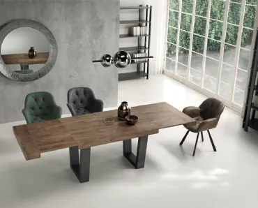 Tavolo allungabile Divo in laminato effetto Tek di Capodarte