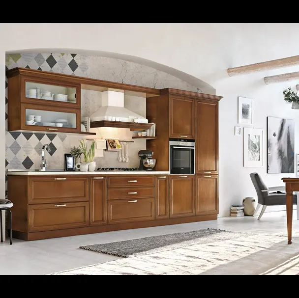 Cucina Classica lineare in legno I Ciliegi composizione 01 di Le Fablier