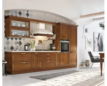 Cucina Classica lineare in legno I Ciliegi composizione 01 di Le Fablier