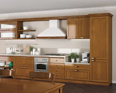 Cucina Classica lineare in legno I Ciliegi composizione 03 di Le Fablier