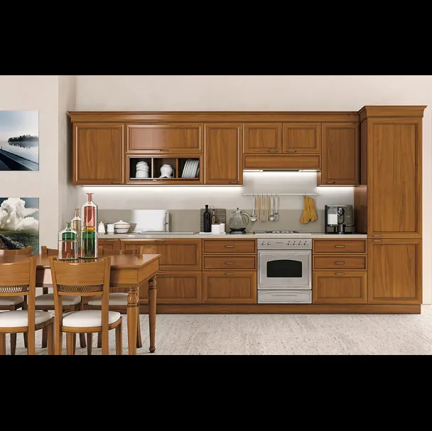 Cucina Classica lineare in legno Le Gemme composizione 05 di Le Fablier