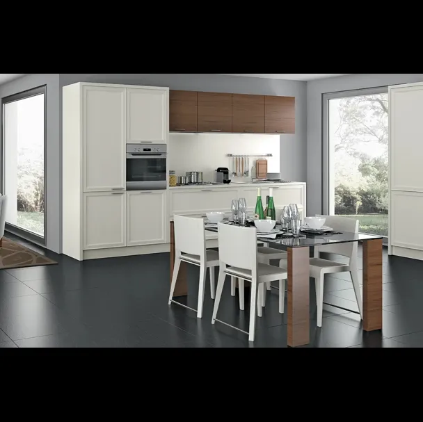 Cucina Moderna lineare Melograno in legno laccato opaco composizione 04 di Le Fablier
