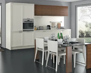 Cucina Moderna lineare Melograno in legno laccato opaco composizione 04 di Le Fablier