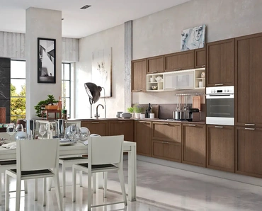 Cucina Moderna con penisola Melograno Composizione PM07 in legno di frassino di Le Fablier