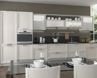 Cucina lineare Moderna in legno laccato opaco Melograno composizione 03 di Le Fablier