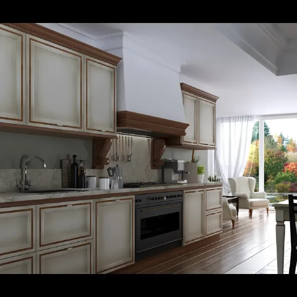 Cucina lineare Shabby Chic I Ciliegi composizione 06 di Le Fablier