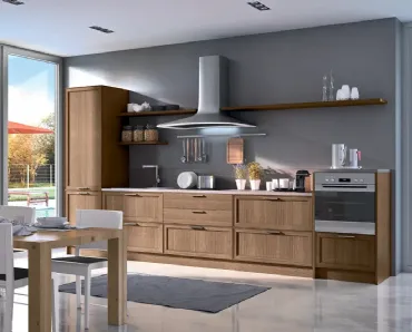 Cucina lineare su misura in legno Melograno composizione 06 di Le Fablier