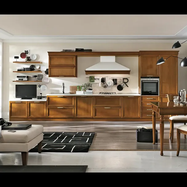 Cucina lineare su misura in legno Le Gemme 01 di Le Fablier